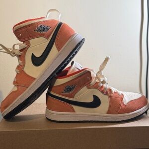 Air Jordan 1s Orange and White High-Top Sneakers